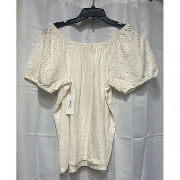 Style & Co Plus Size Cotton On Off Shoulder Top, Coconut Cream, 2X - Picture 4 of 9